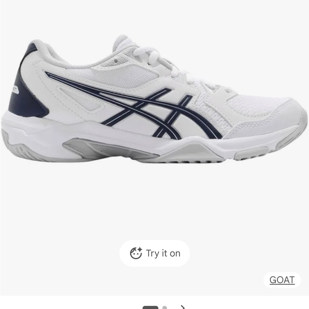 NIB Women’s ASICS Gel Rocket 10 “White Peacoat” White with Navy Size 8.5